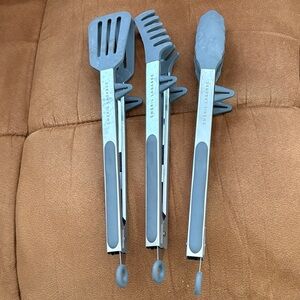 Emeril Lagasse 3-Piece Gray Kitchen Tongs Set
